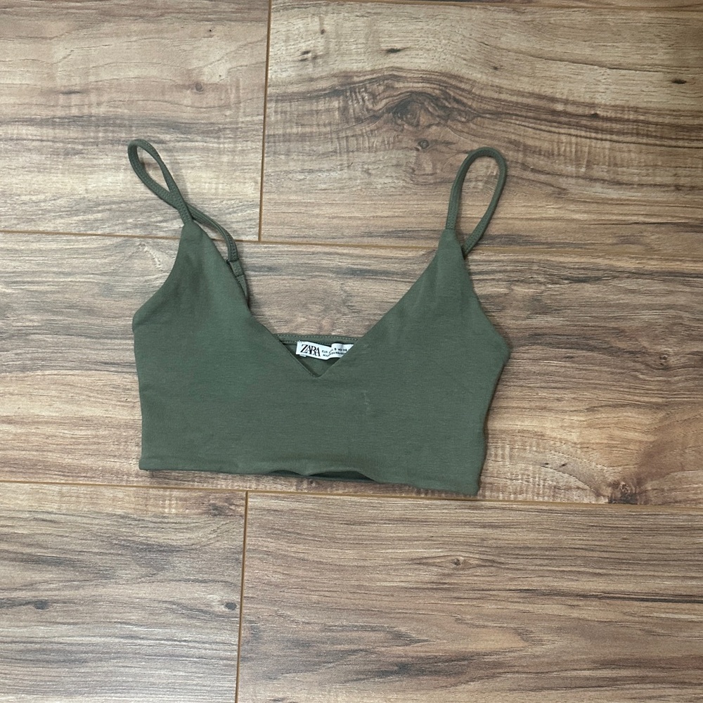 Zara Khaki Green Camisole Top